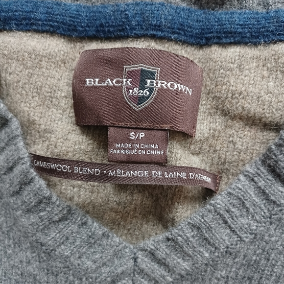Lambswool Blend Men's Gray Sweater from Black Brown 1826 - Picture 8 of 14